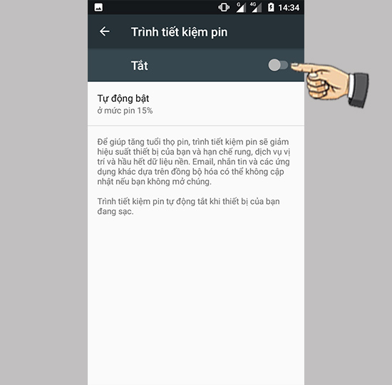 Kích hoạt tiết kiệm Pin
